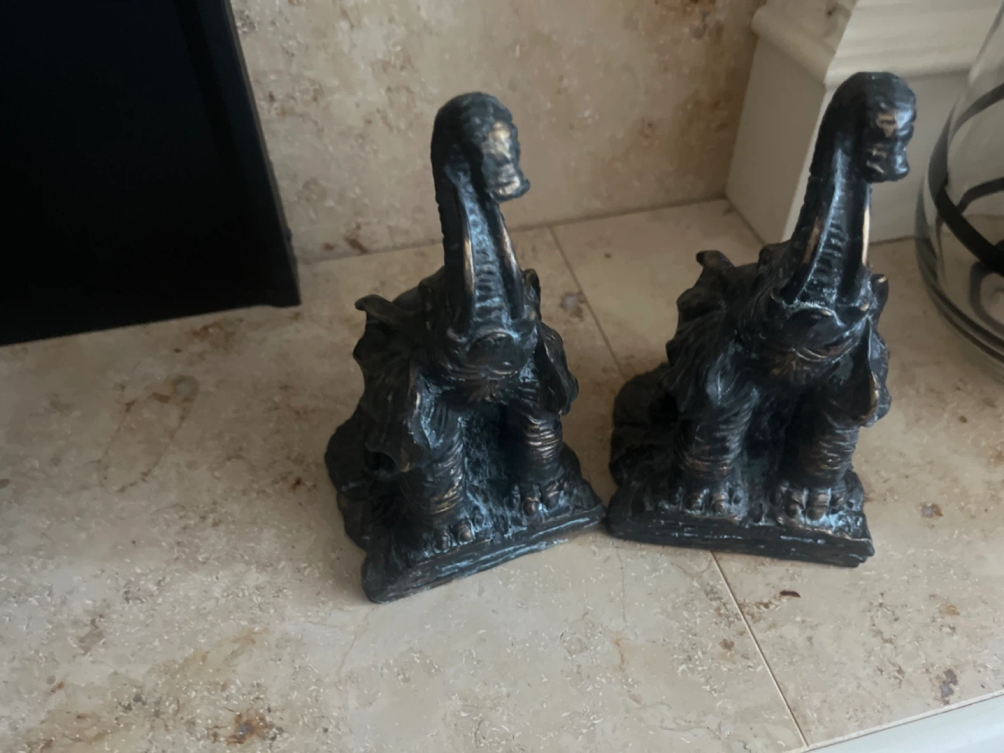 Pair of Bronze Elephant Figurines