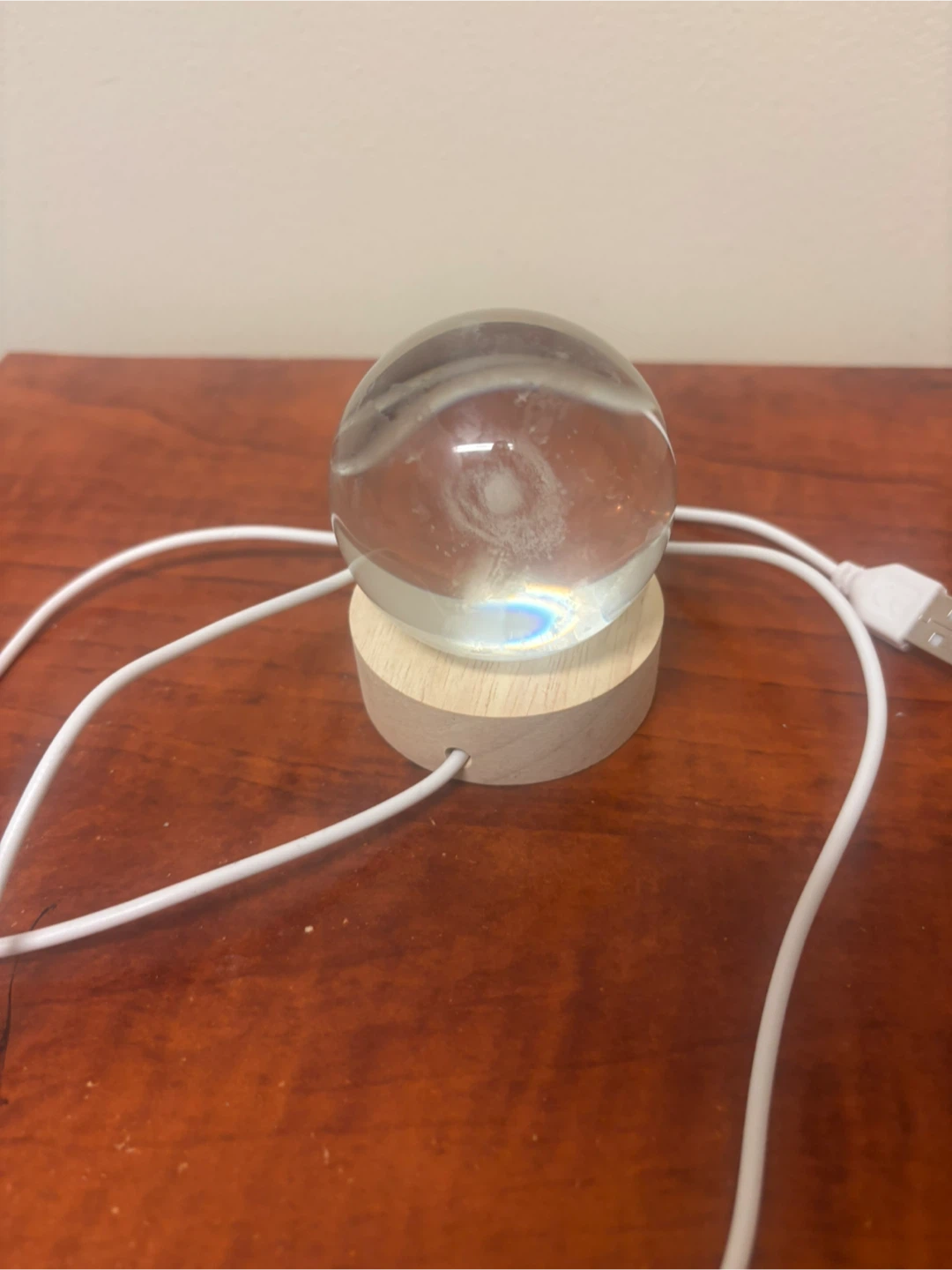 Galaxy Crystal Ball Lamp with Wooden Base - photo 2