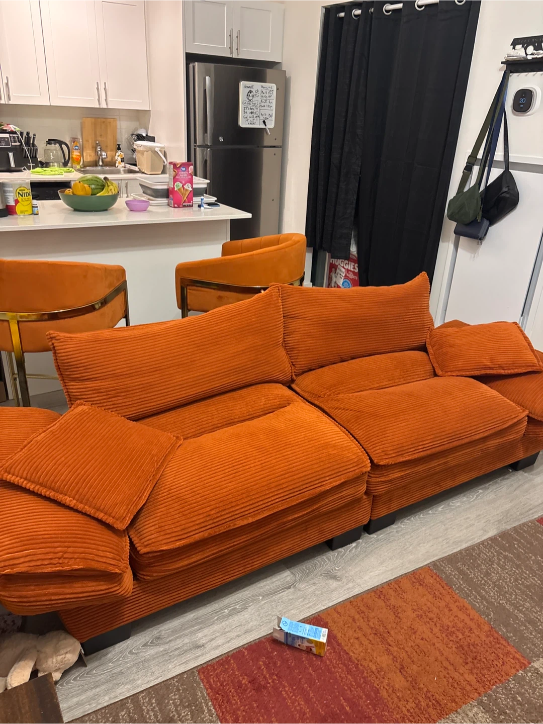 Orange Corduroy Sofa