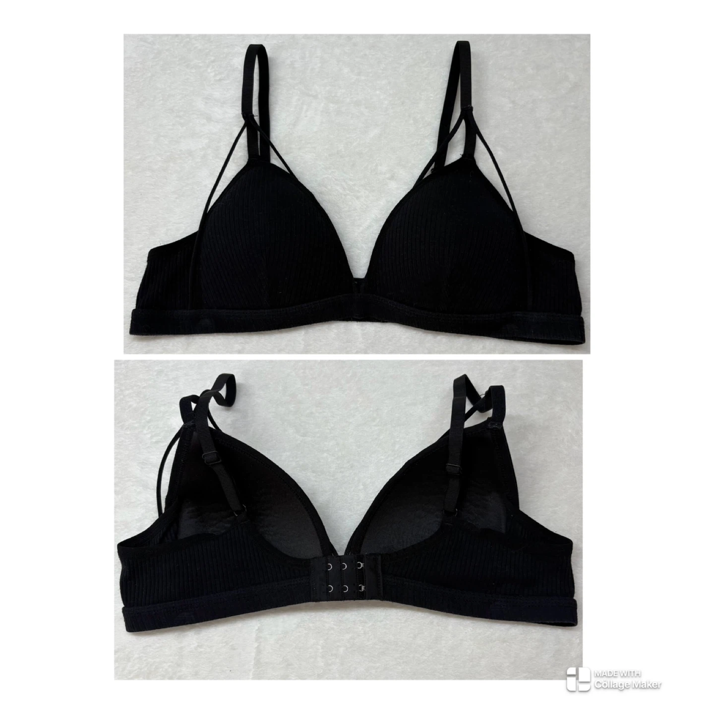 SHEIN Ribbed Harness Bra 2 Pack Black Pink Strappy Bralette Sz L - photo 4