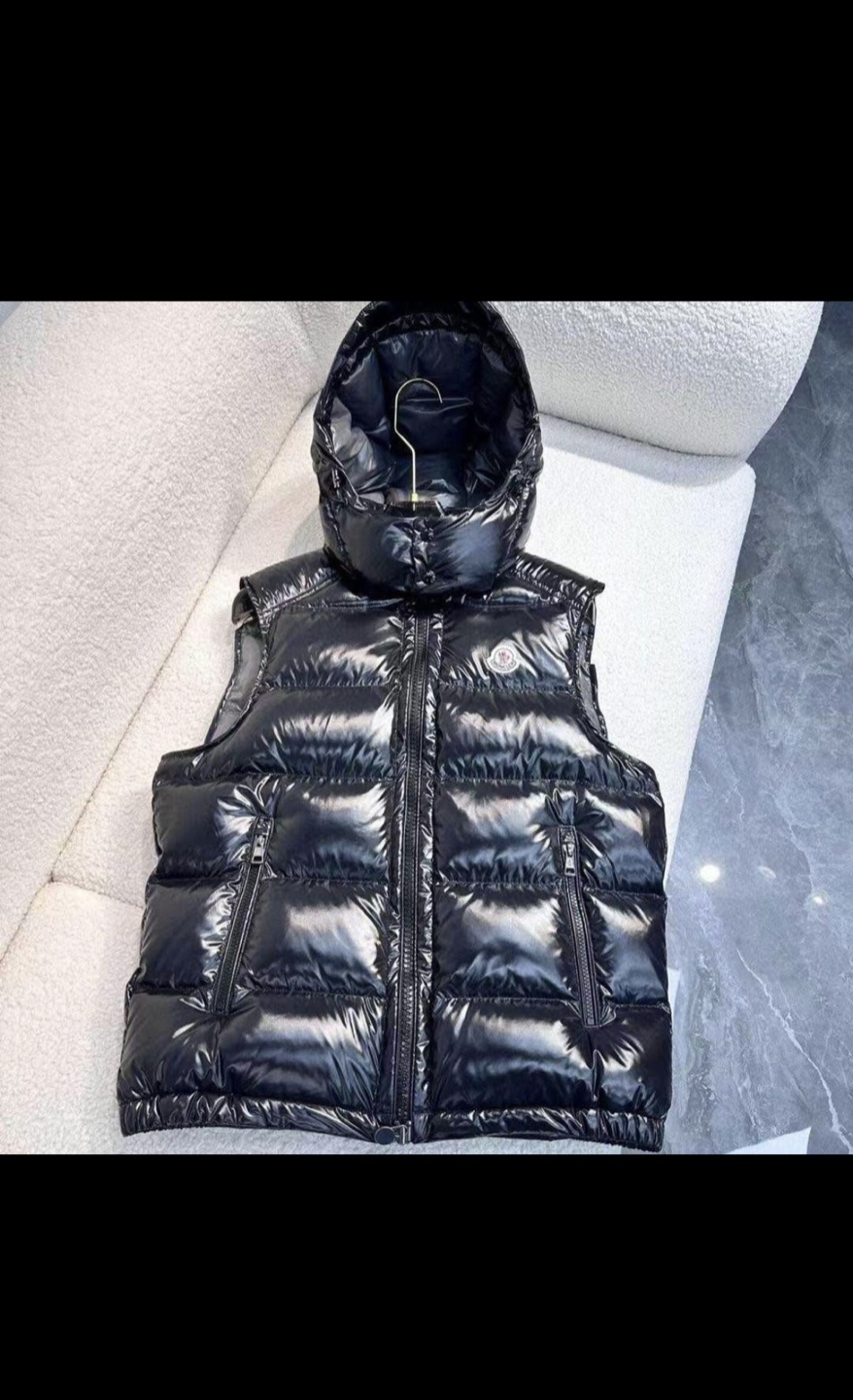 Moncler Black Puffer Vest with Hood