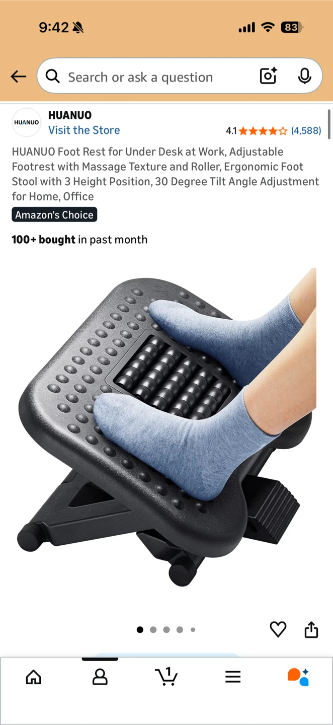 HUANUO Adjustable Foot Rest for Under Desk - photo 2