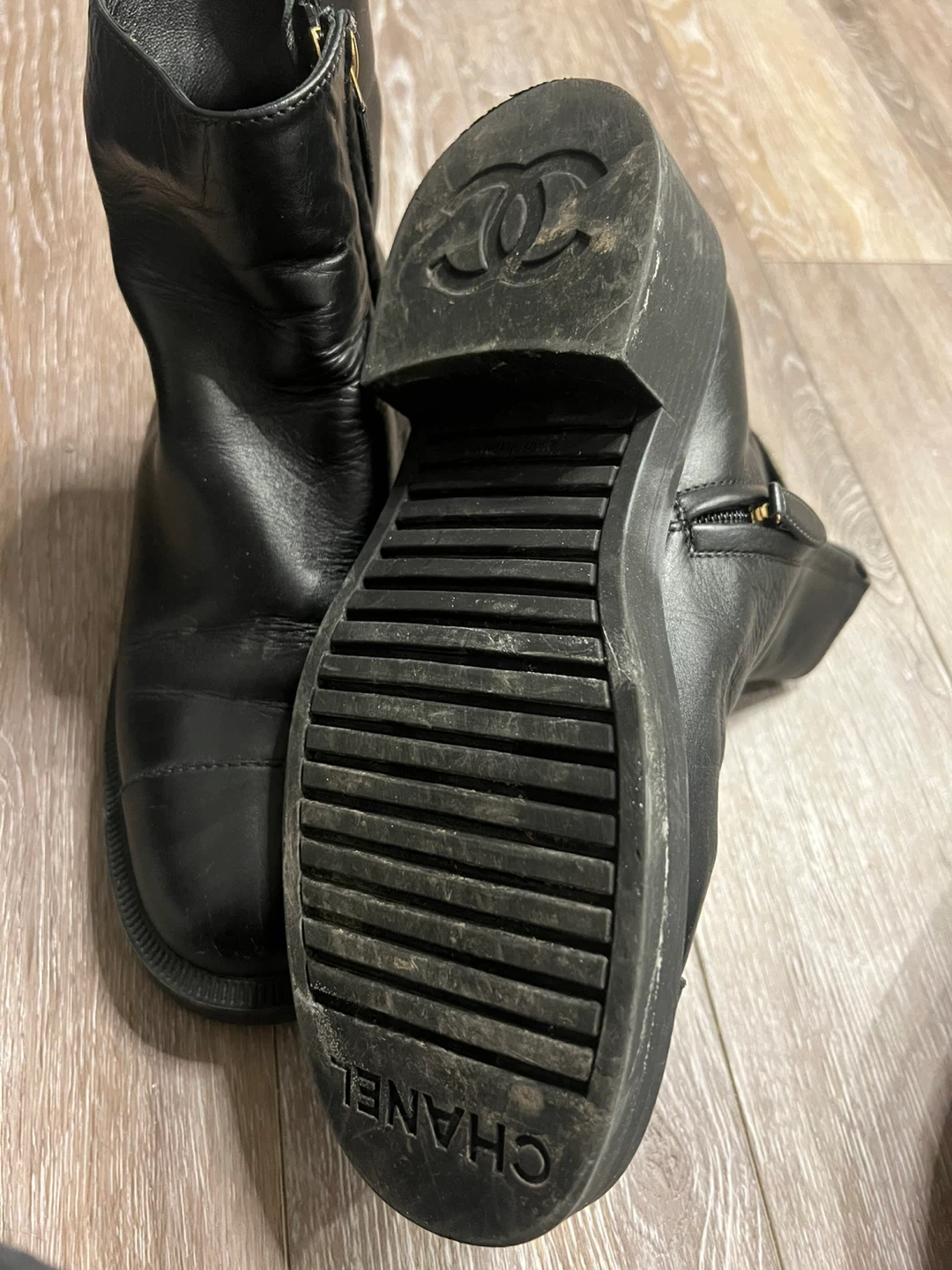 Chanel Black Leather Ankle Boots - photo 3