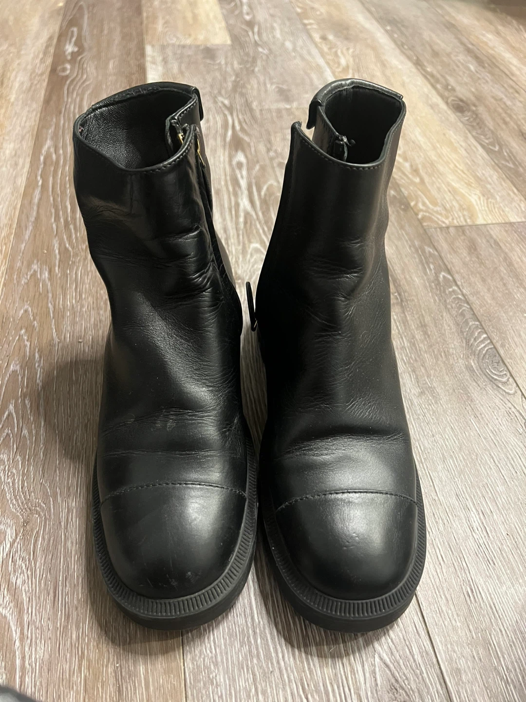 Chanel Black Leather Ankle Boots