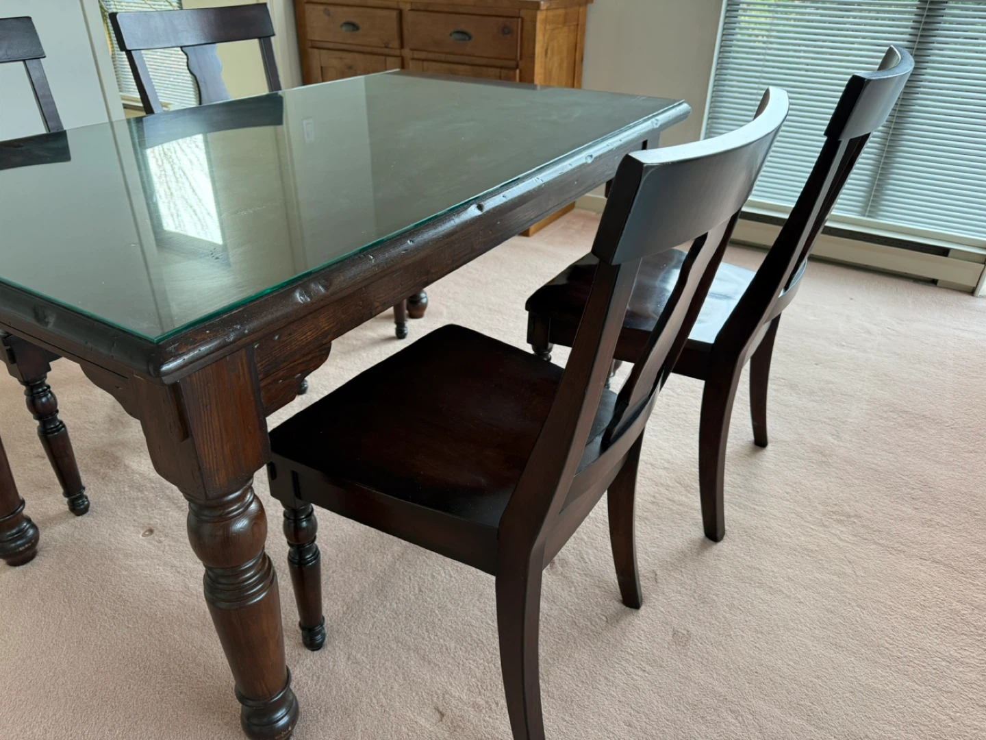 Pottery Barn Dining set (table & 4 chairs) w/ custom Glass Top - photo 2