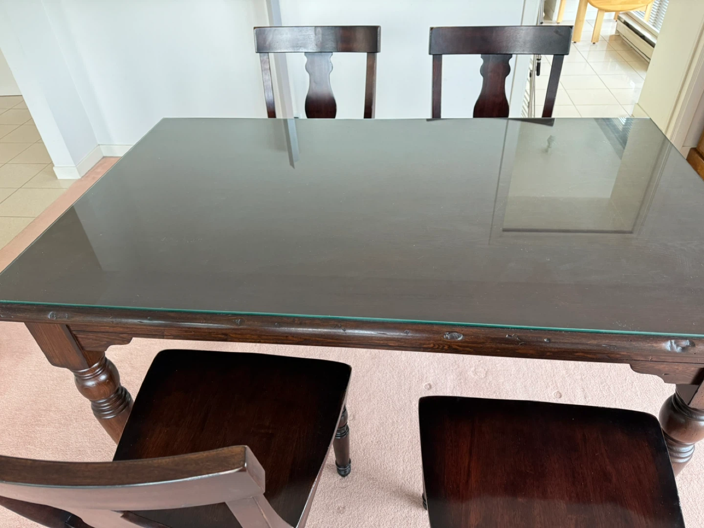 Pottery Barn Dining set (table & 4 chairs) w/ custom Glass Top - photo 3
