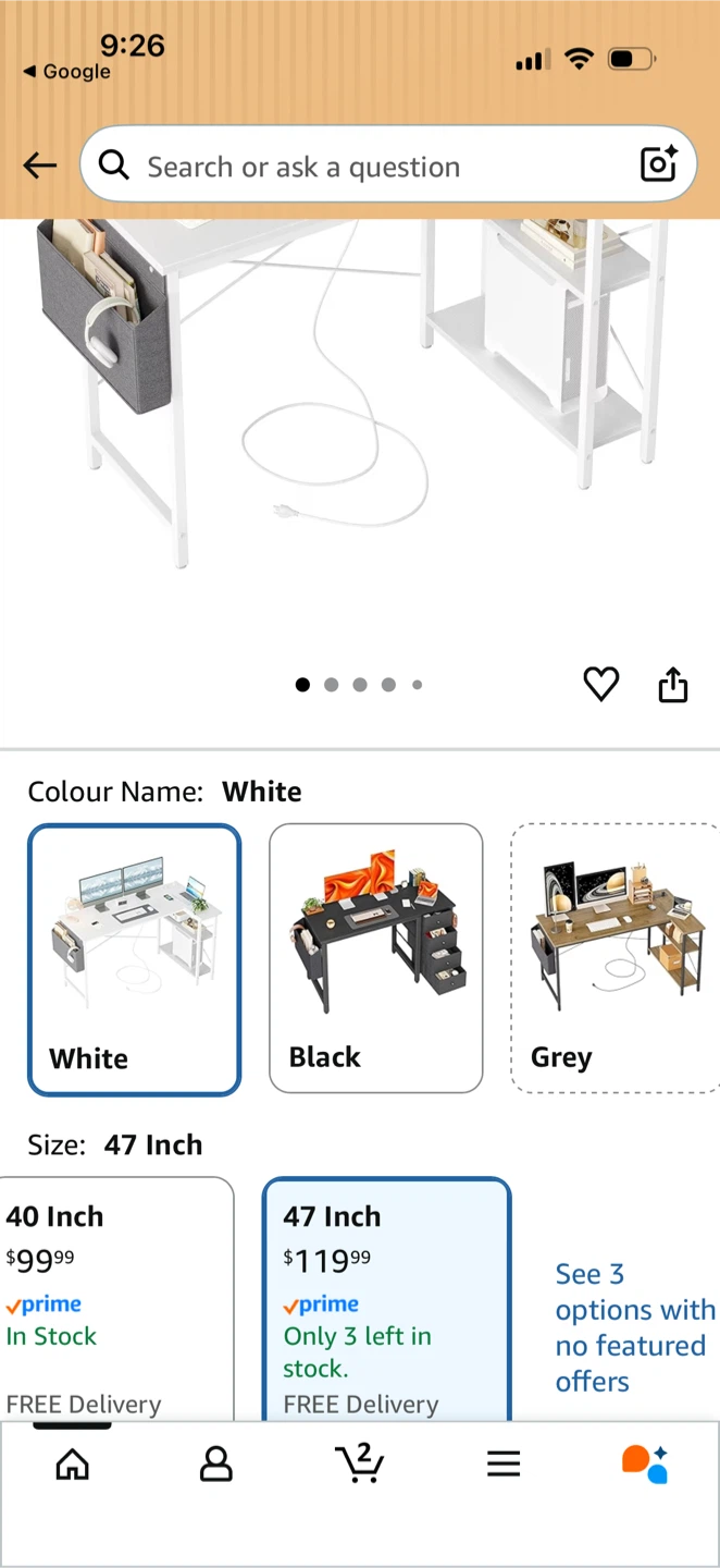 Brand new fully assembled White L-Shaped Corner Desk - photo 3