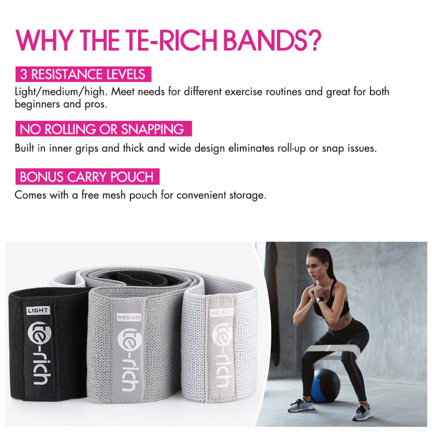 Legs, Glutes, Fabric Workout Loop Bands - Resistance Bands Set - photo 3