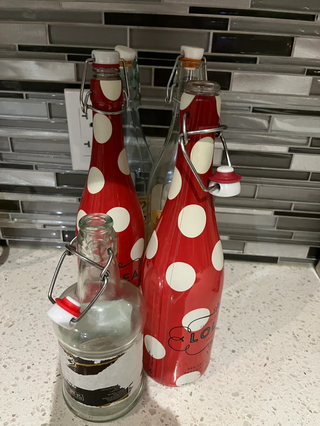 Set of 4 Decorative Glass Bottles with Swing Tops - photo 2