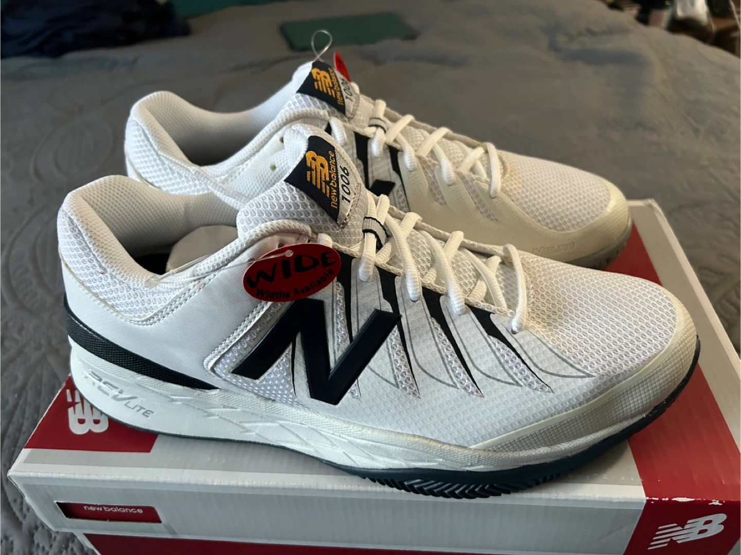 New Balance 1006Tennis Shoes – White/Black, Men’s 12 Wide(4E)