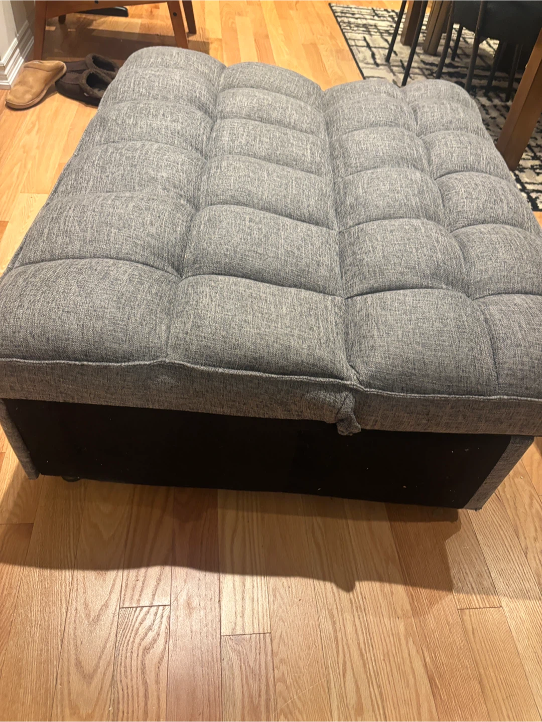Grey Tufted Ottoman- AS IS