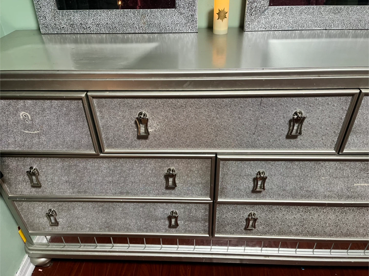 Silver Glitter Dresser with 7 Drawers - photo 2