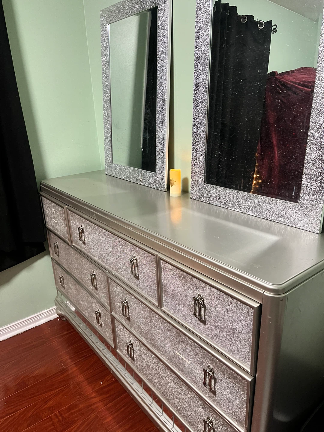 Silver Glitter Dresser with 7 Drawers - photo 3