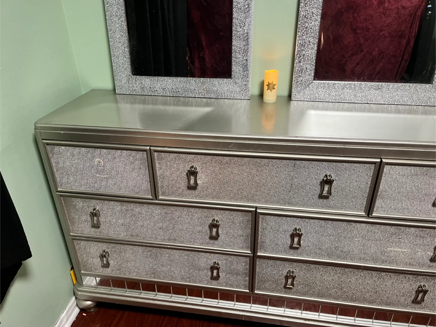 Silver Glitter Dresser with 7 Drawers - photo 5
