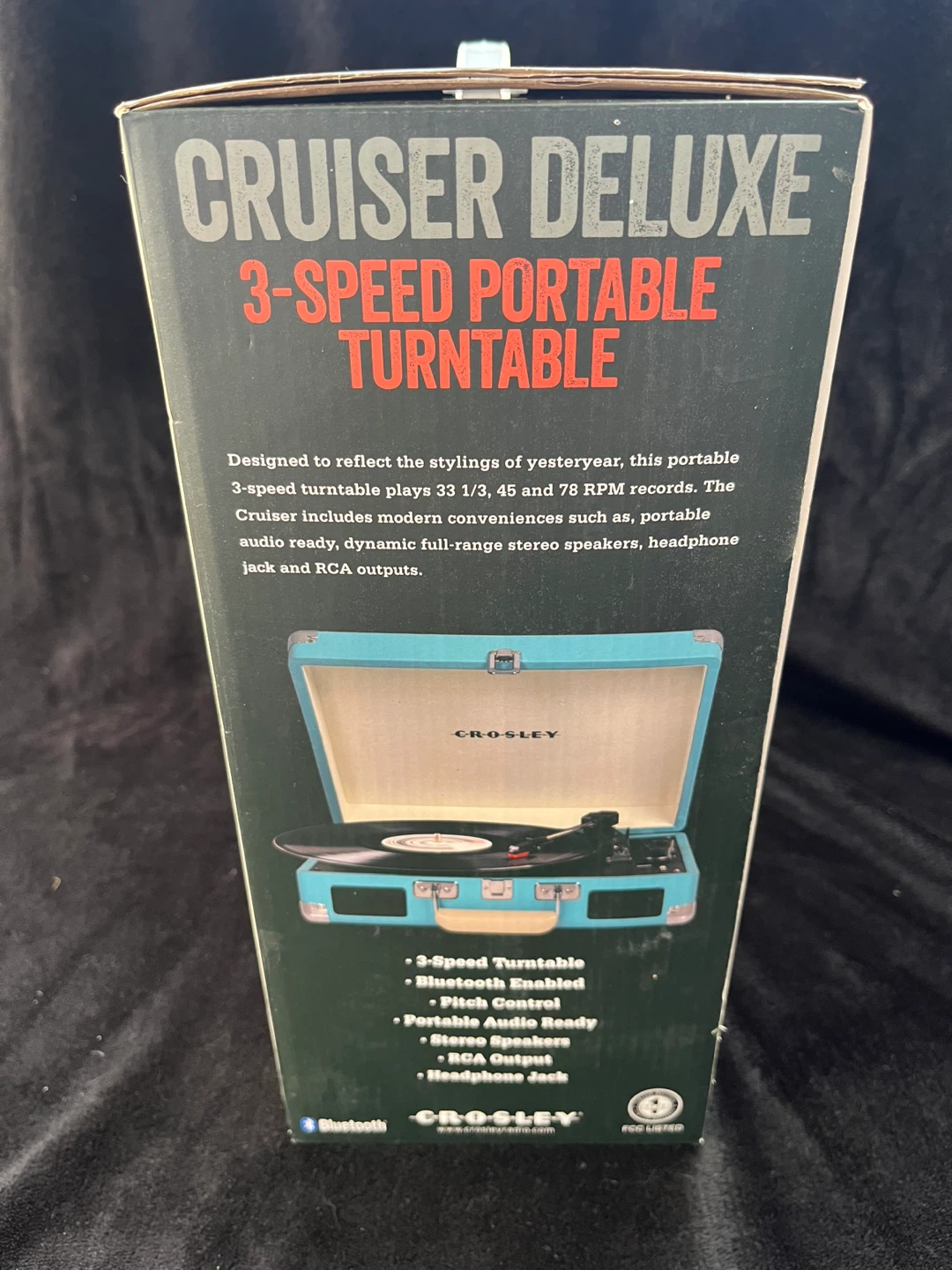 Crosley Cruiser Deluxe 3-Speed Portable Turntable Bluetooth - photo 2