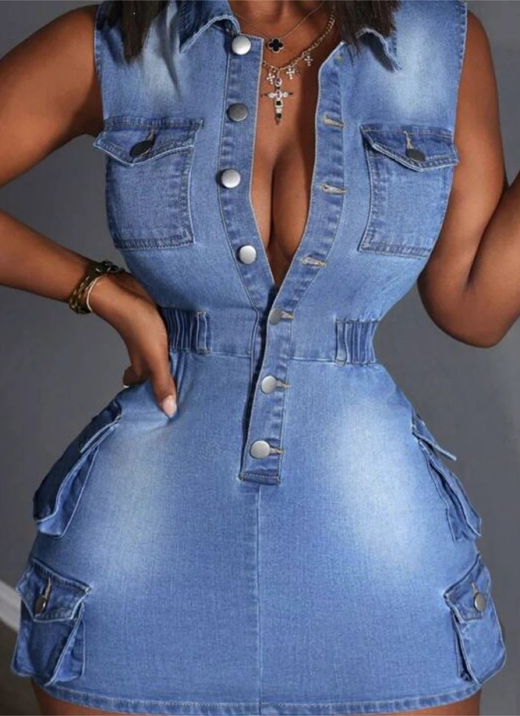 Women's Sleeveless Denim Mini Dress