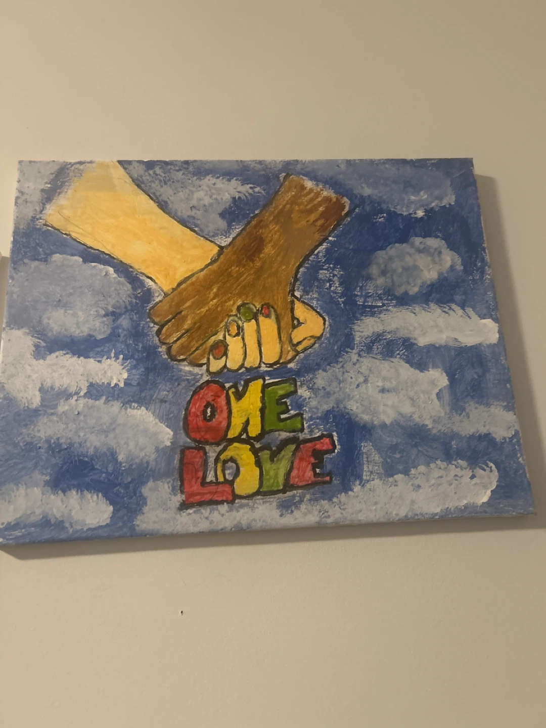 Hand-painted "One Love" Canvas Art