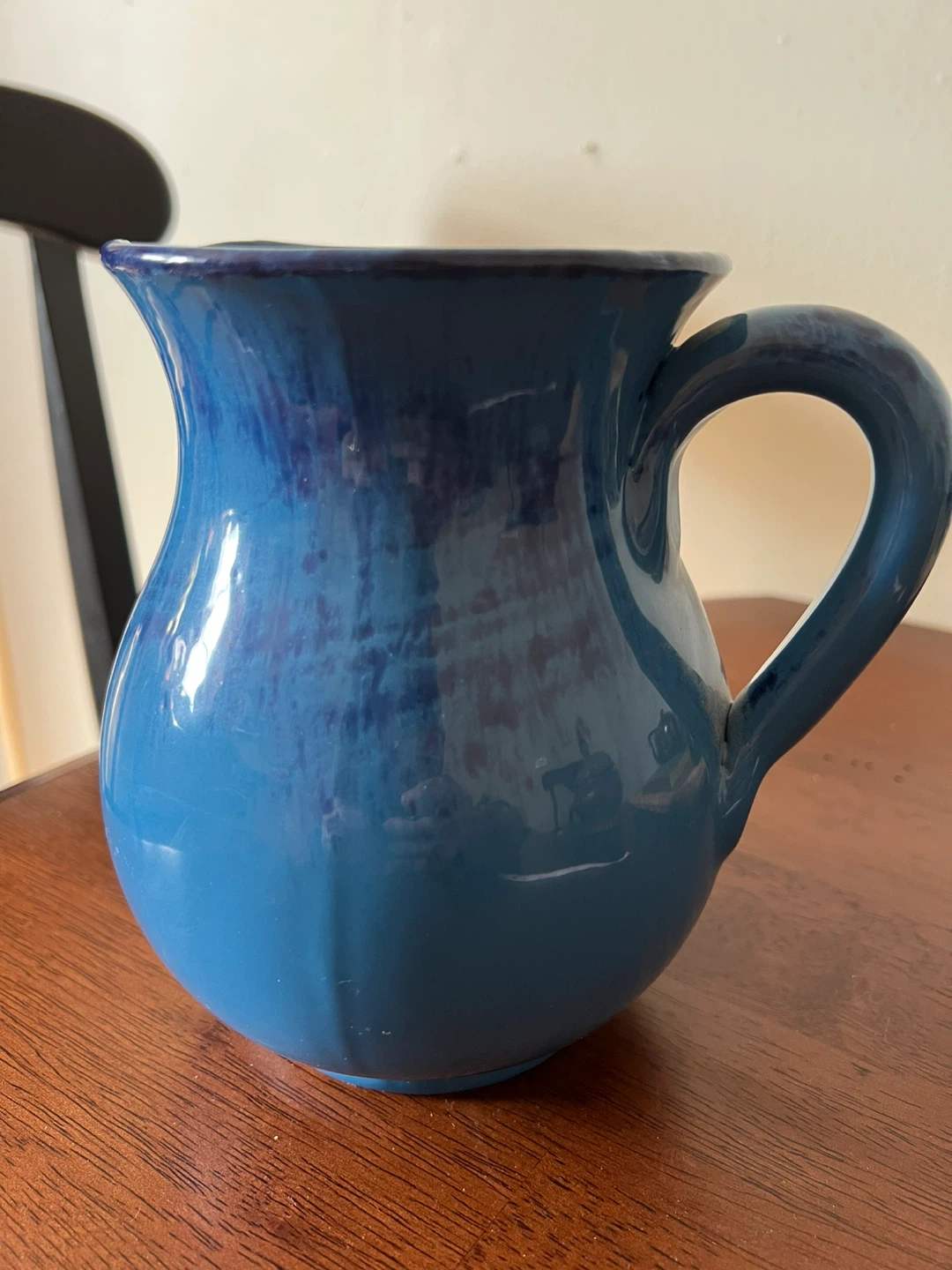 Beautiful Blue Italian Glazed Pitcher