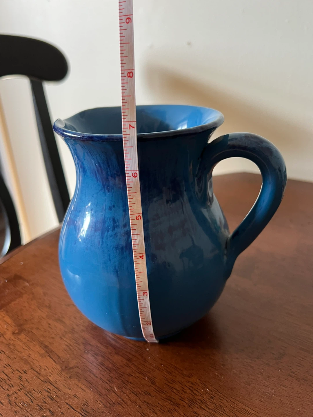 Beautiful Blue Italian Glazed Pitcher - photo 2