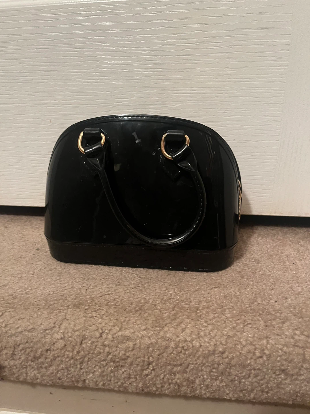 Black Dome Handbag with Gold Chain Strap - photo 2