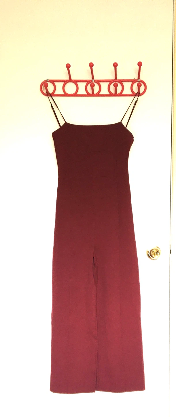 Maroon Wide-Leg Jumpsuit