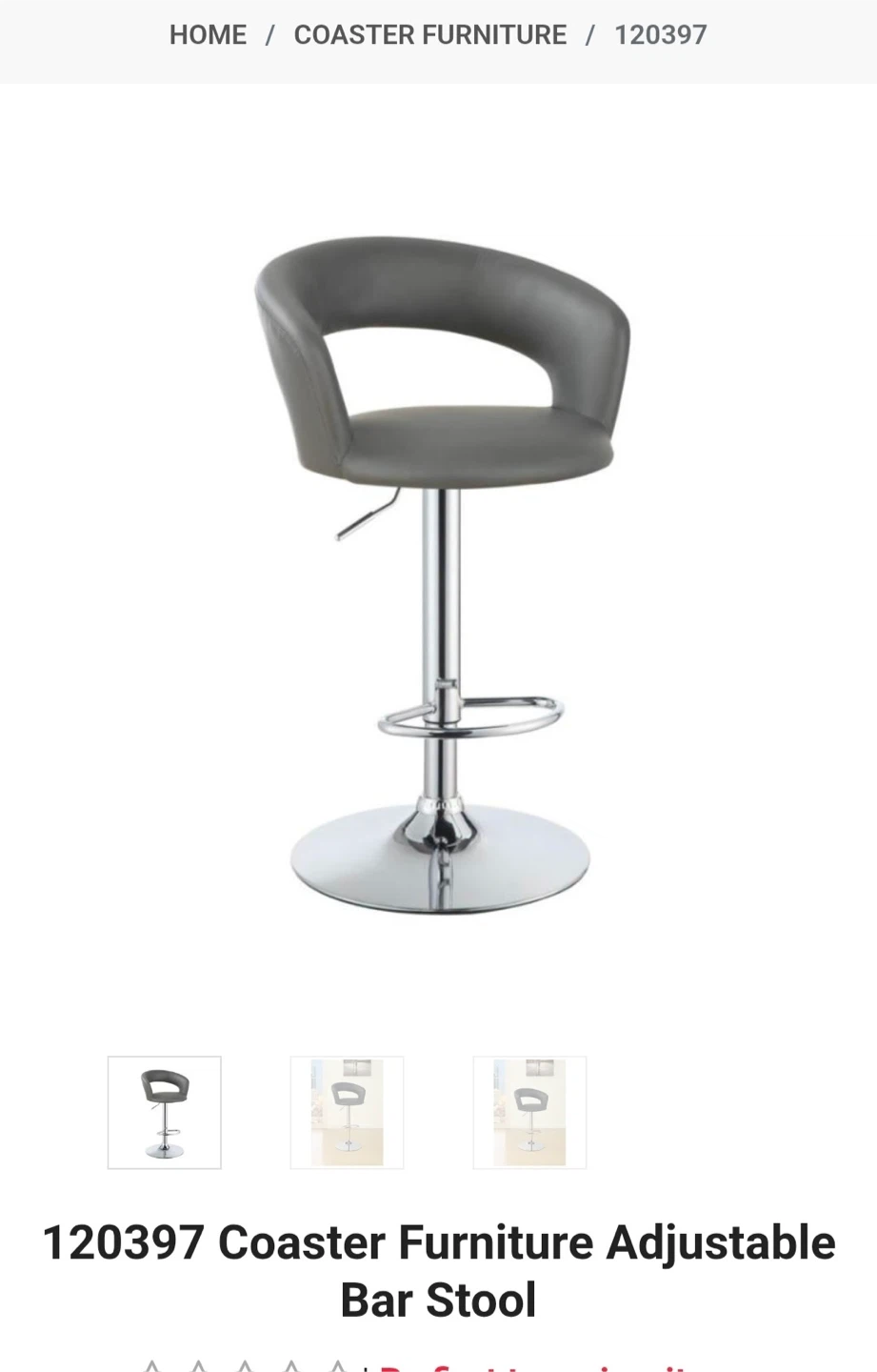 Set of 2 Bar Stool - gray new in box
