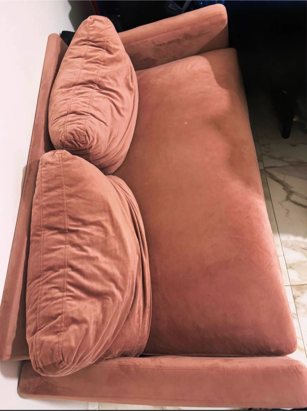 Rose Pink Velvet Loveseat Sofa