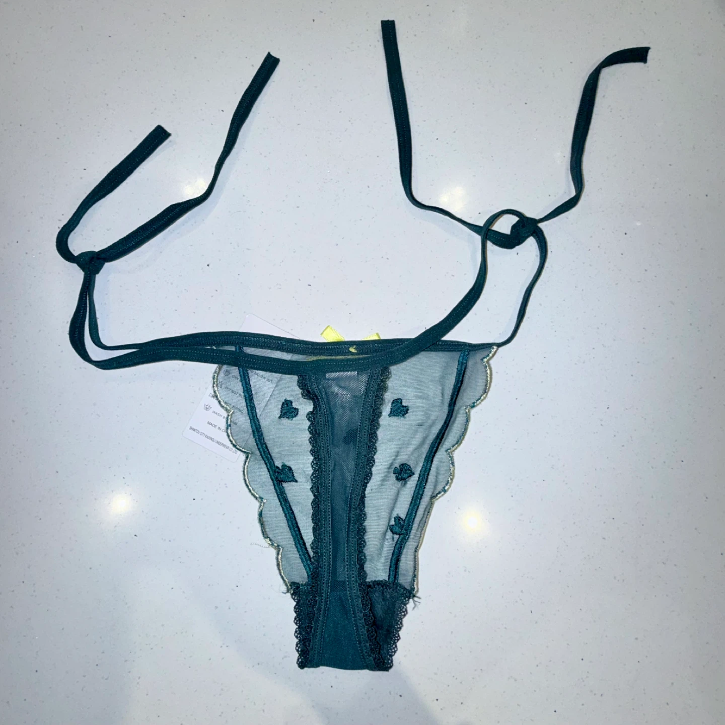 NEW Sheer Mesh Tie Strap Thong - Medium - photo 4
