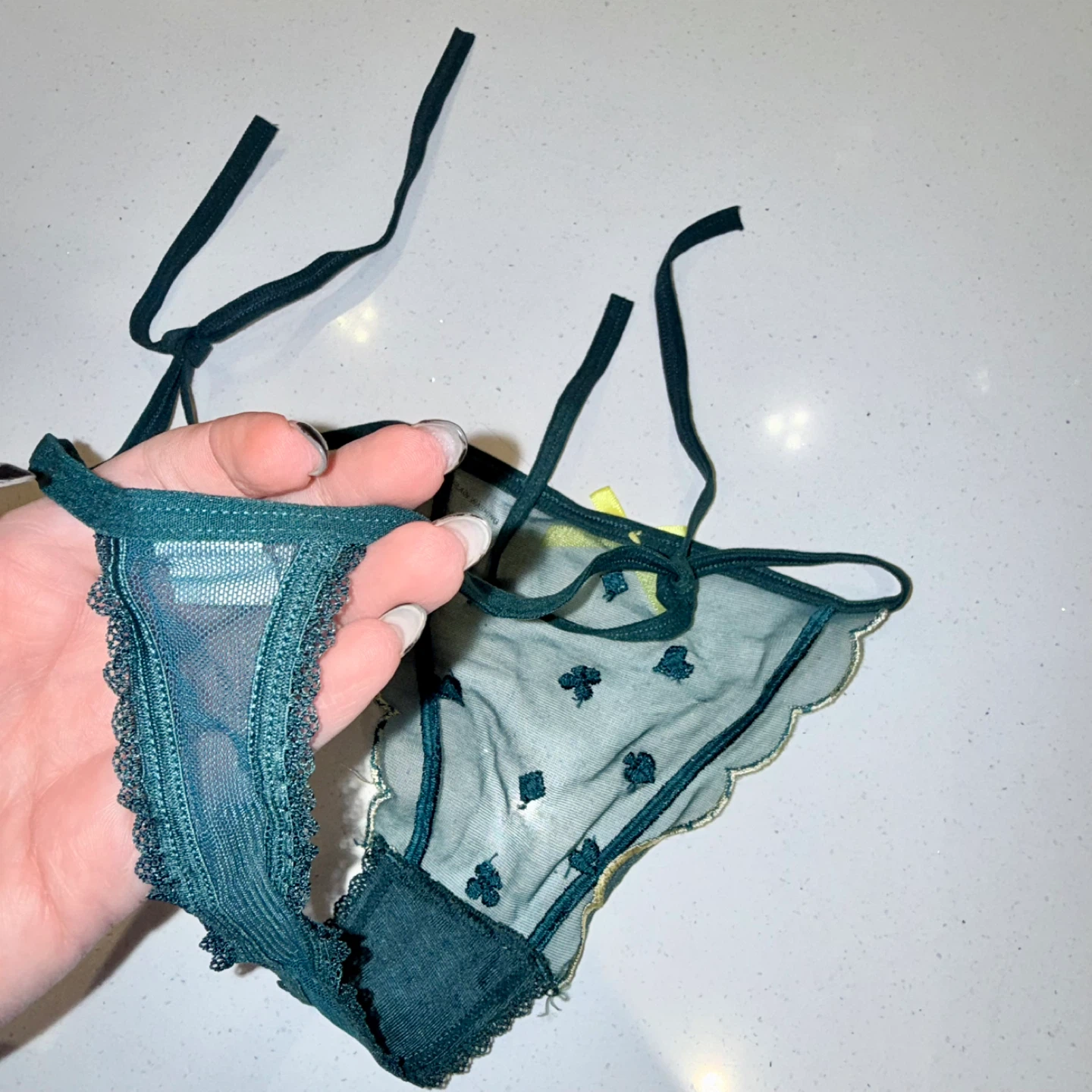 NEW Sheer Mesh Tie Strap Thong - Medium - photo 5