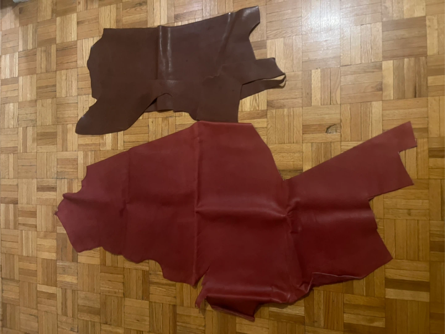 Brown and Burgundy Leather HIDES  Scraps