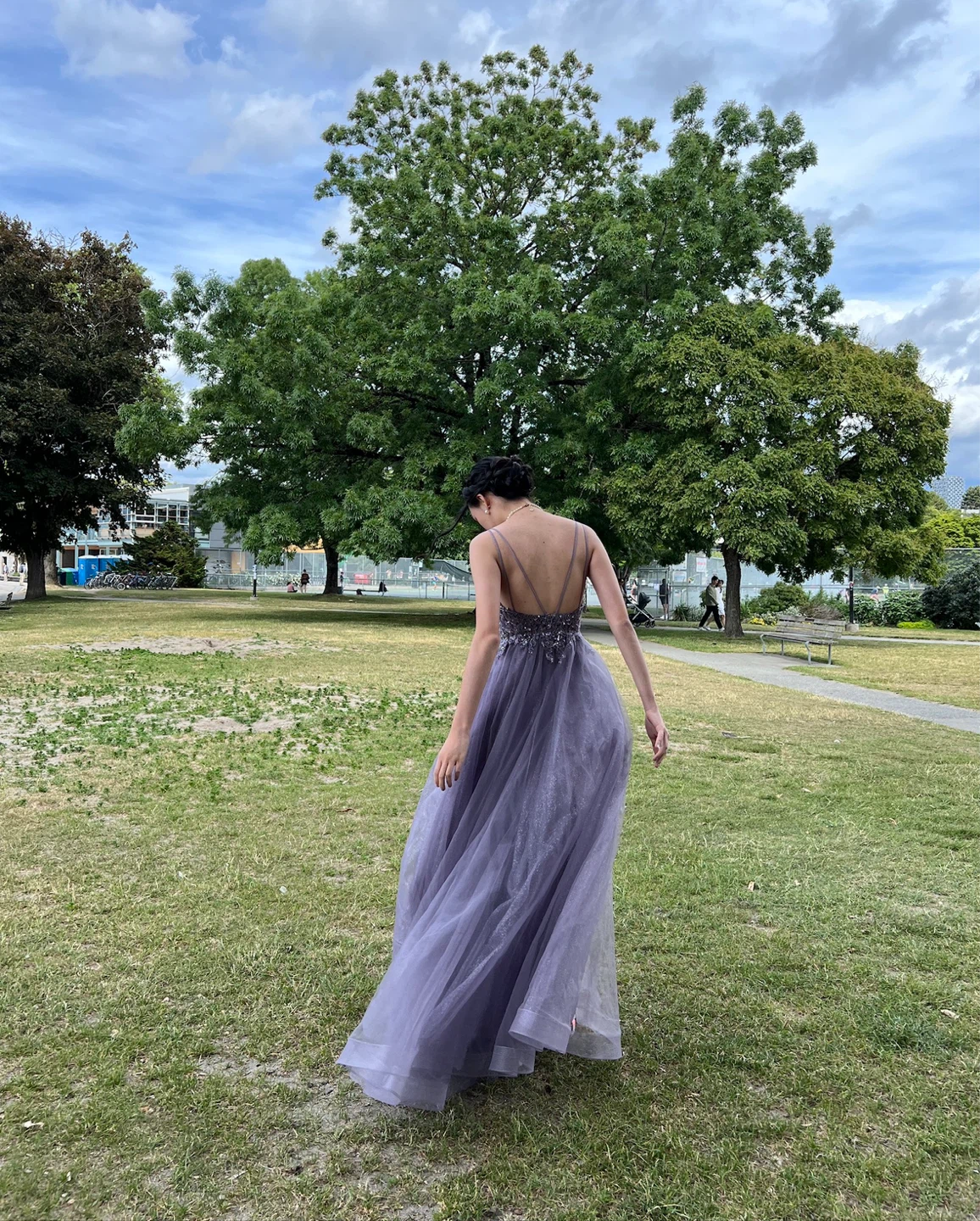 Purple Tulle Gown with Beaded Bodice