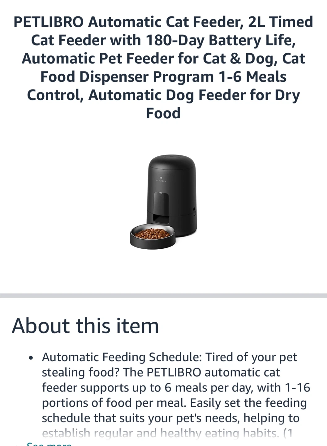 PETLIBRO Automatic Pet Feeder - Black - photo 2