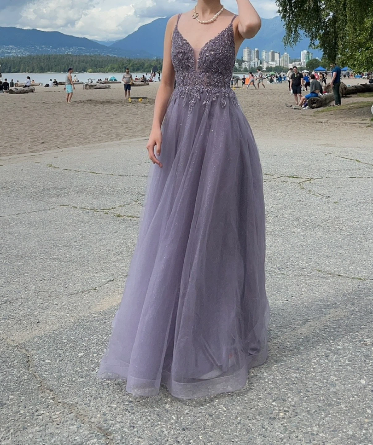 Purple Tulle Gown with Beaded Bodice - photo 2
