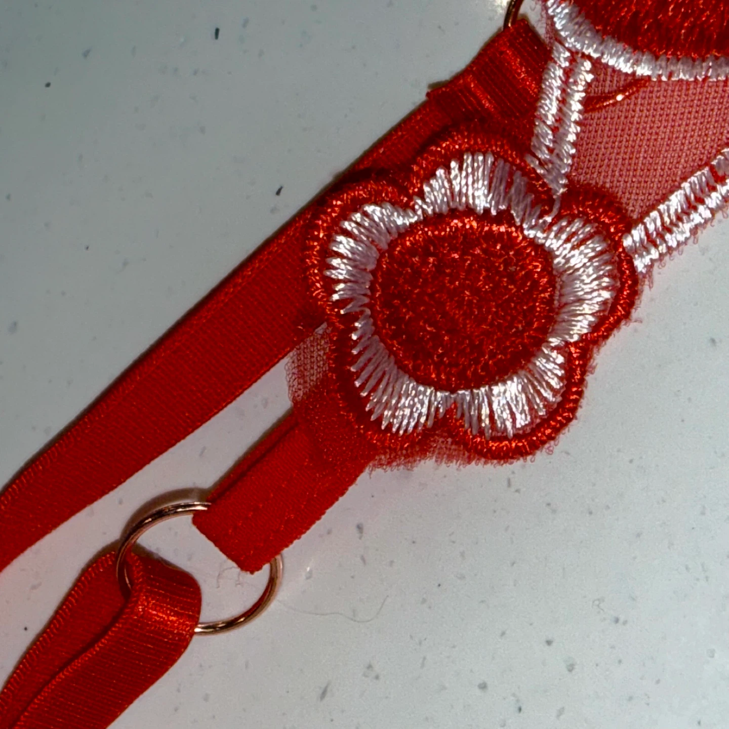 NEW Sheer Mesh Embroidered Red Rose Thong - Medium - photo 4