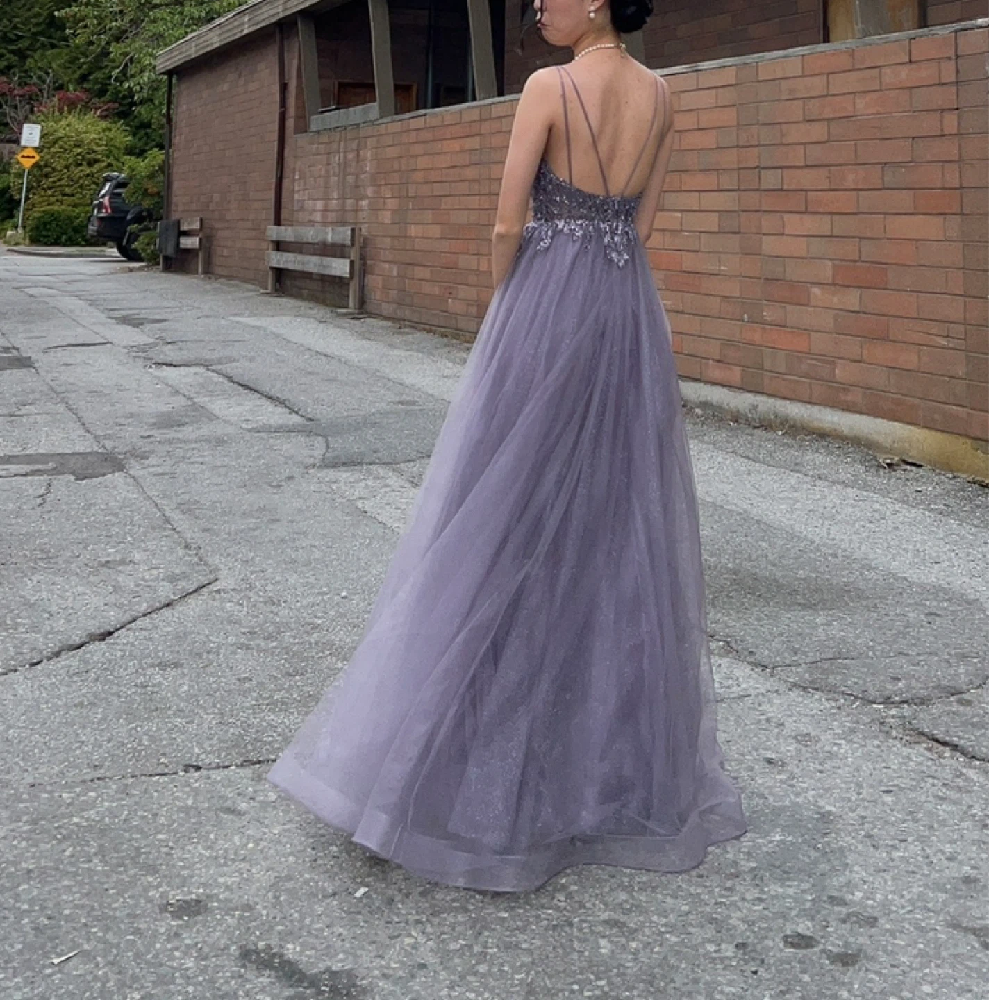 Purple Tulle Gown with Beaded Bodice - photo 3