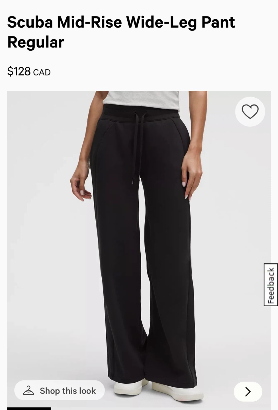 Lululemon Scuba Mid-Rise Wide-Leg Pant Regular Black