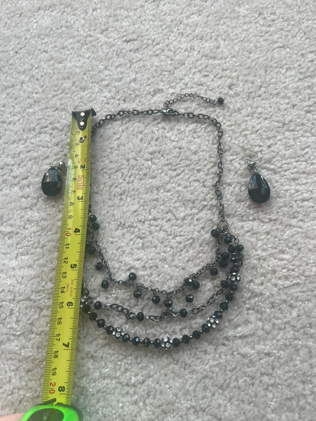 Black layered beaded necklace and earrings set - photo 2
