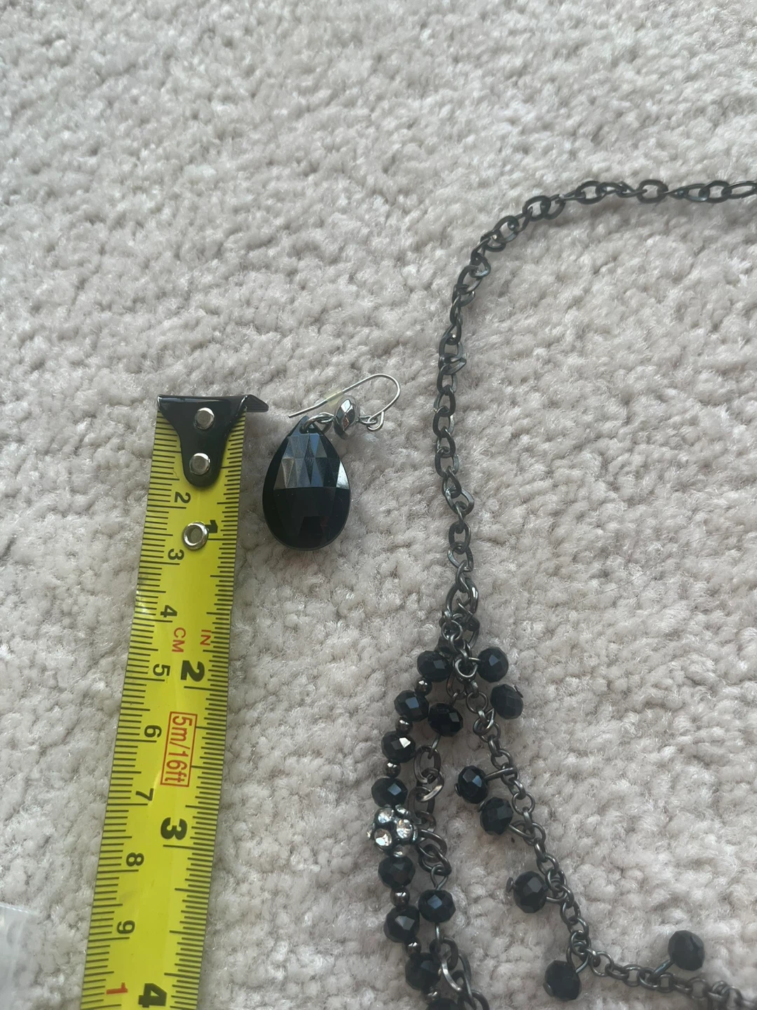 Black layered beaded necklace and earrings set - photo 3