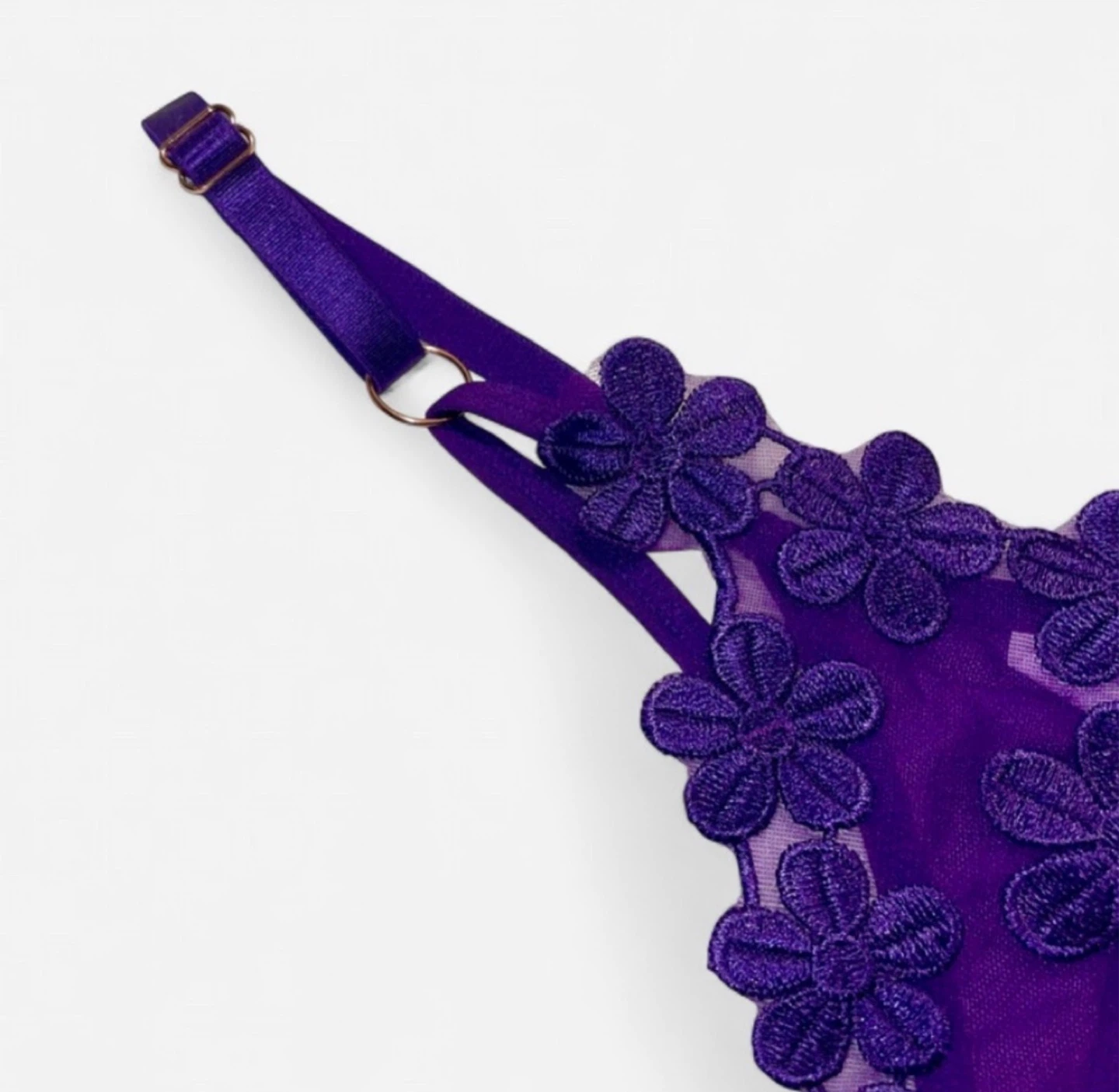 NEW Sheer Mesh Flower Embroidered Thong Y2K Vibes - photo 3