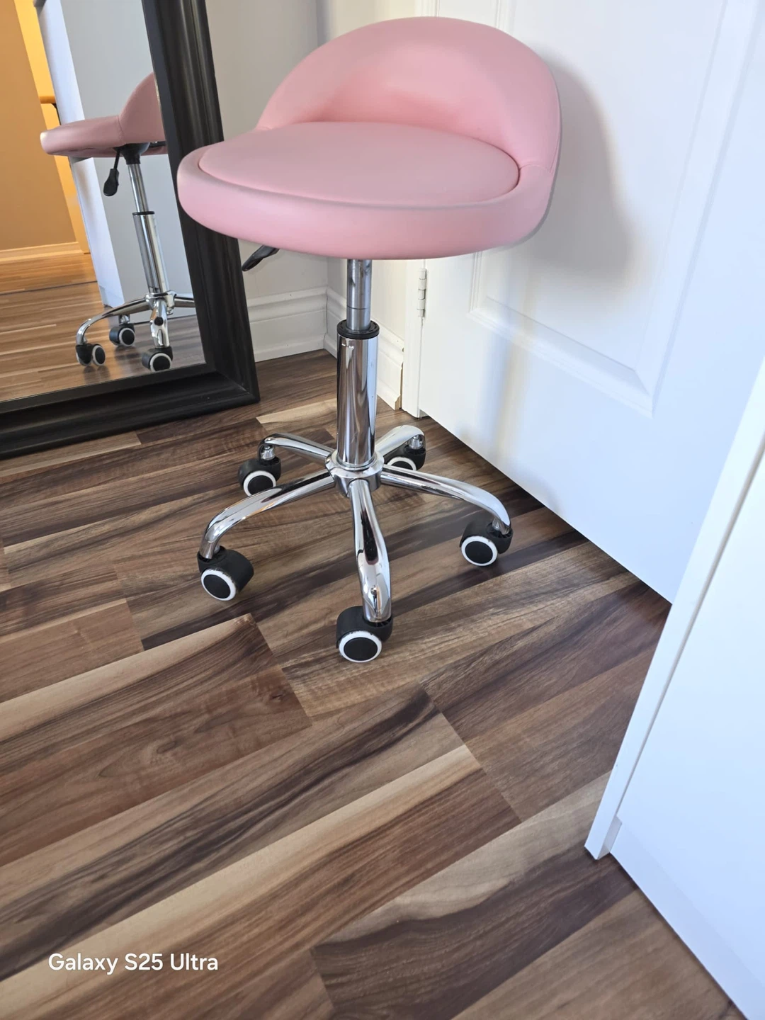 Pink Rolling Stool