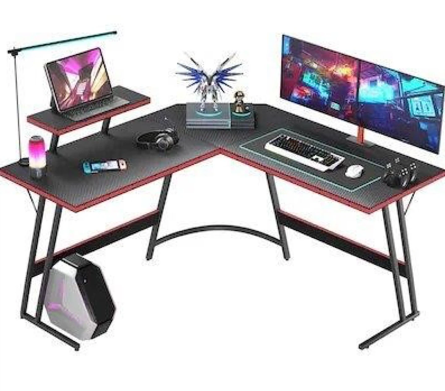 Black 51in L-Shaped Gaming Desk