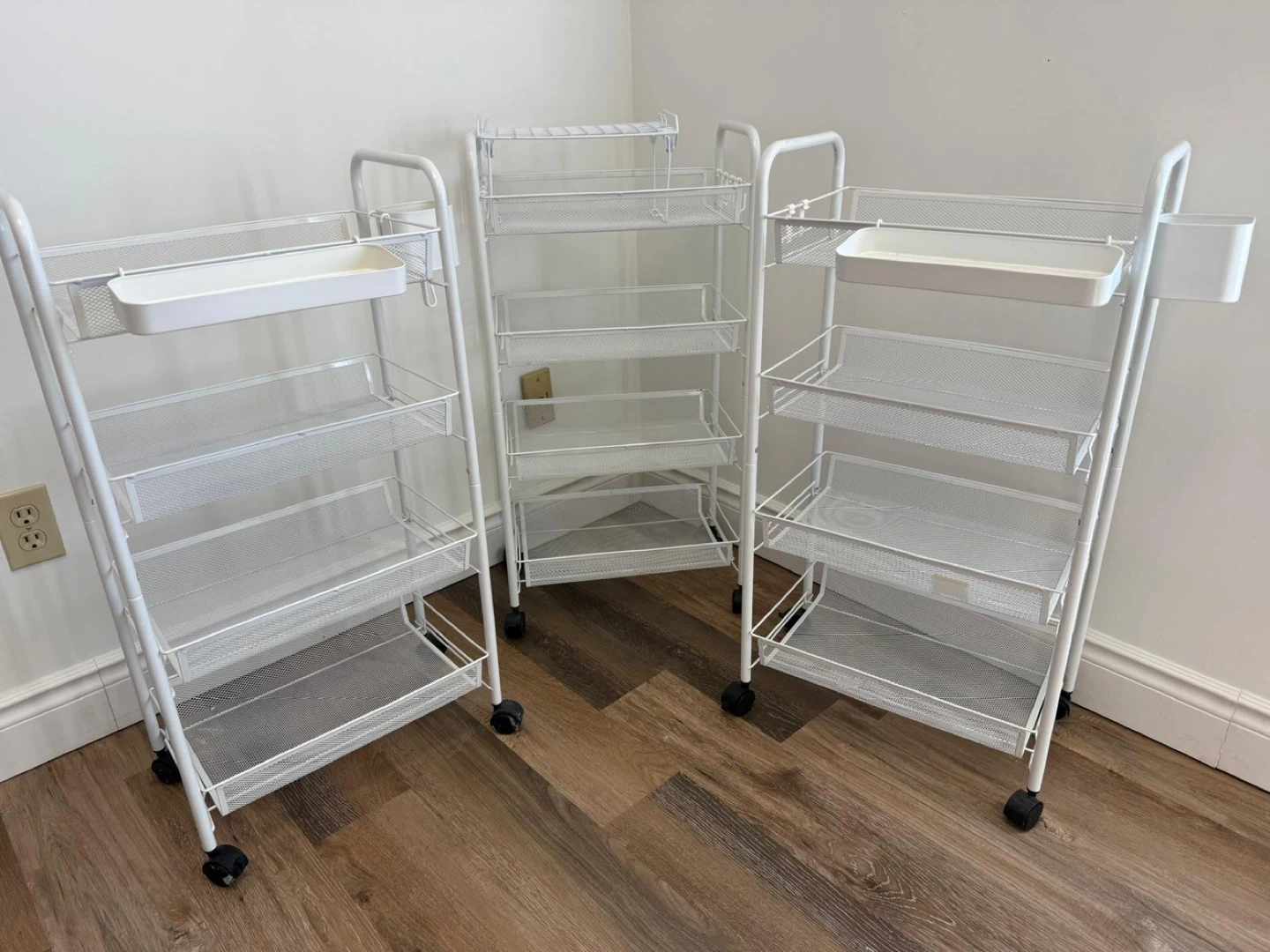 White 3-Tier Rolling Storage Cart