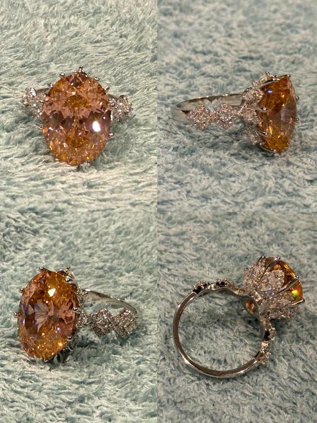Huge Canary Yellow Oval Cocktail Ring – Sparkly Statement Ring - photo 2