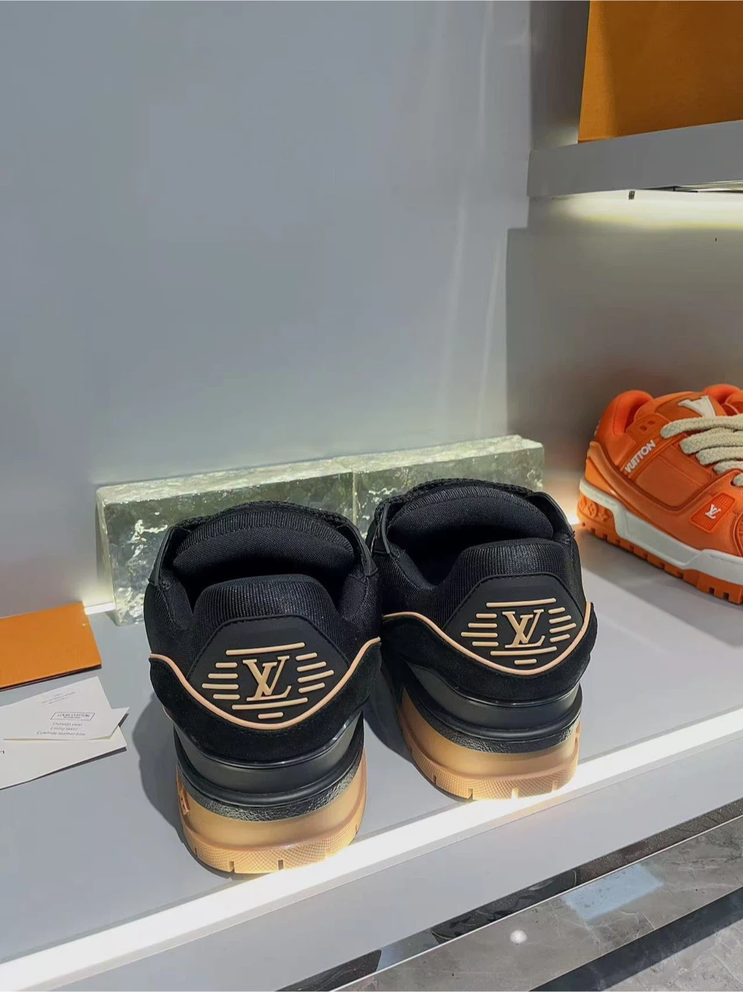 Louis Vuitton Black Suede & Tan Trim Sneakers - photo 4