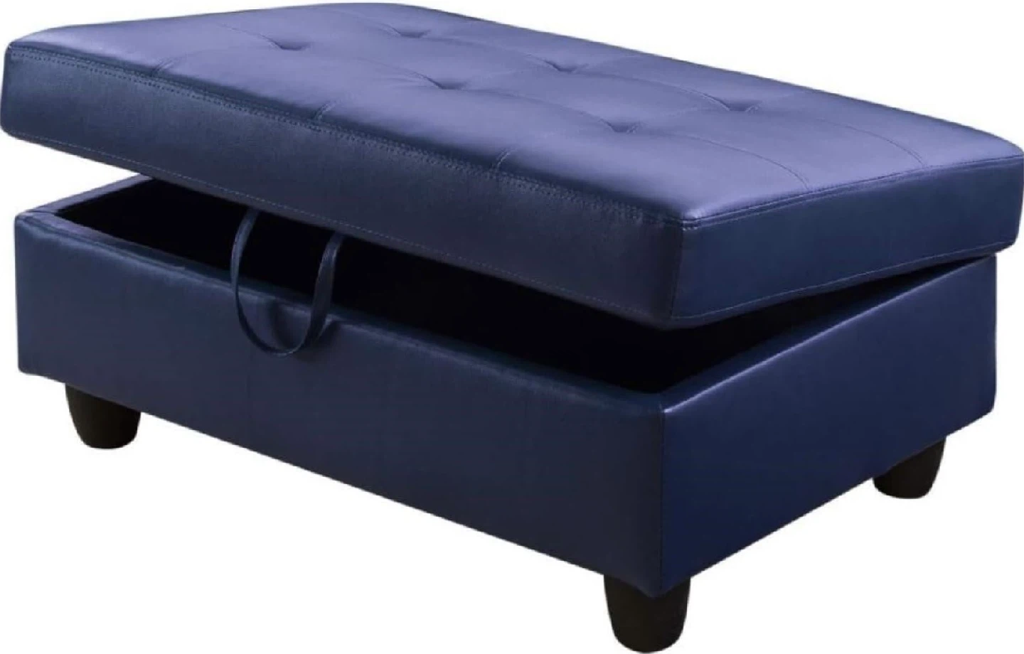 Blue Tufted Storage Ottoman - photo 2