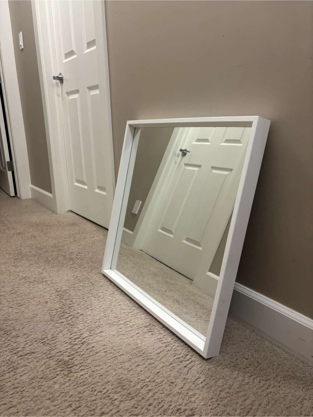 Square White Frame Mirror