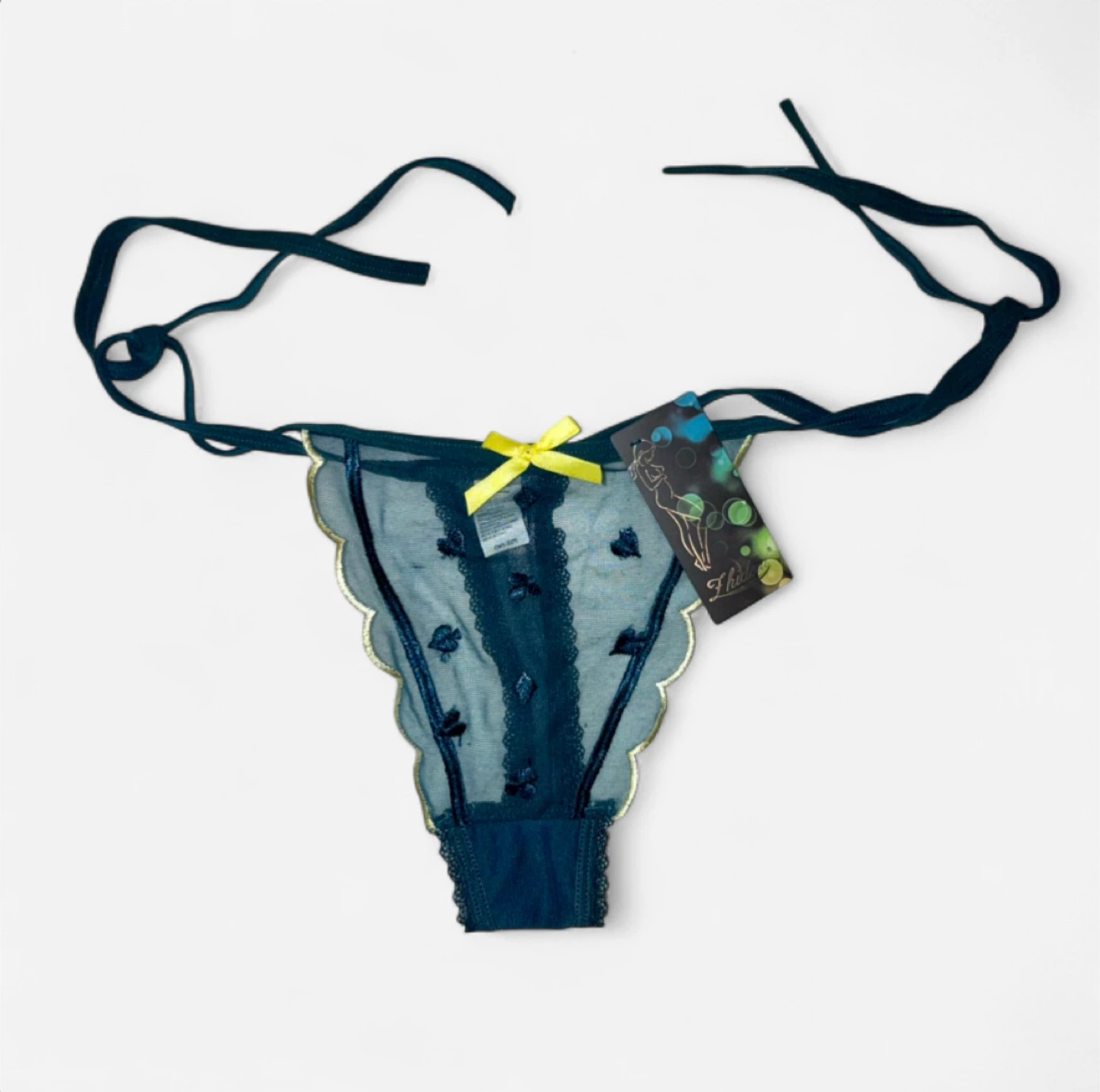NEW Sheer Mesh Tie Strap Thong - Medium