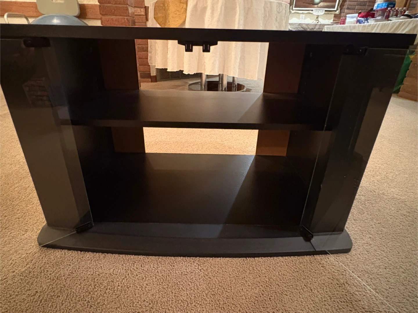 Black 2-Shelf TV Stand with Glass Doors - photo 5