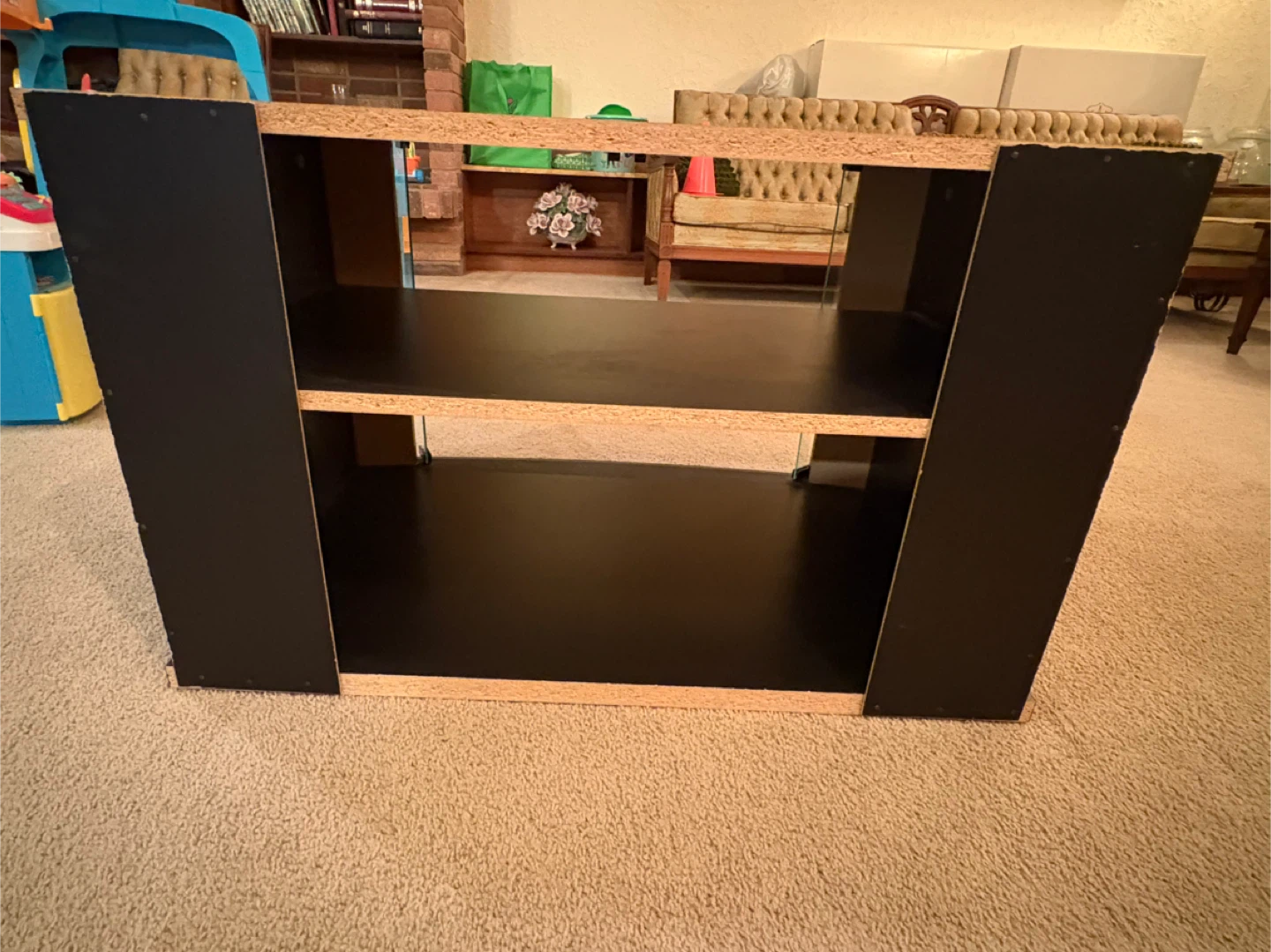 Black 2-Shelf TV Stand with Glass Doors - photo 3