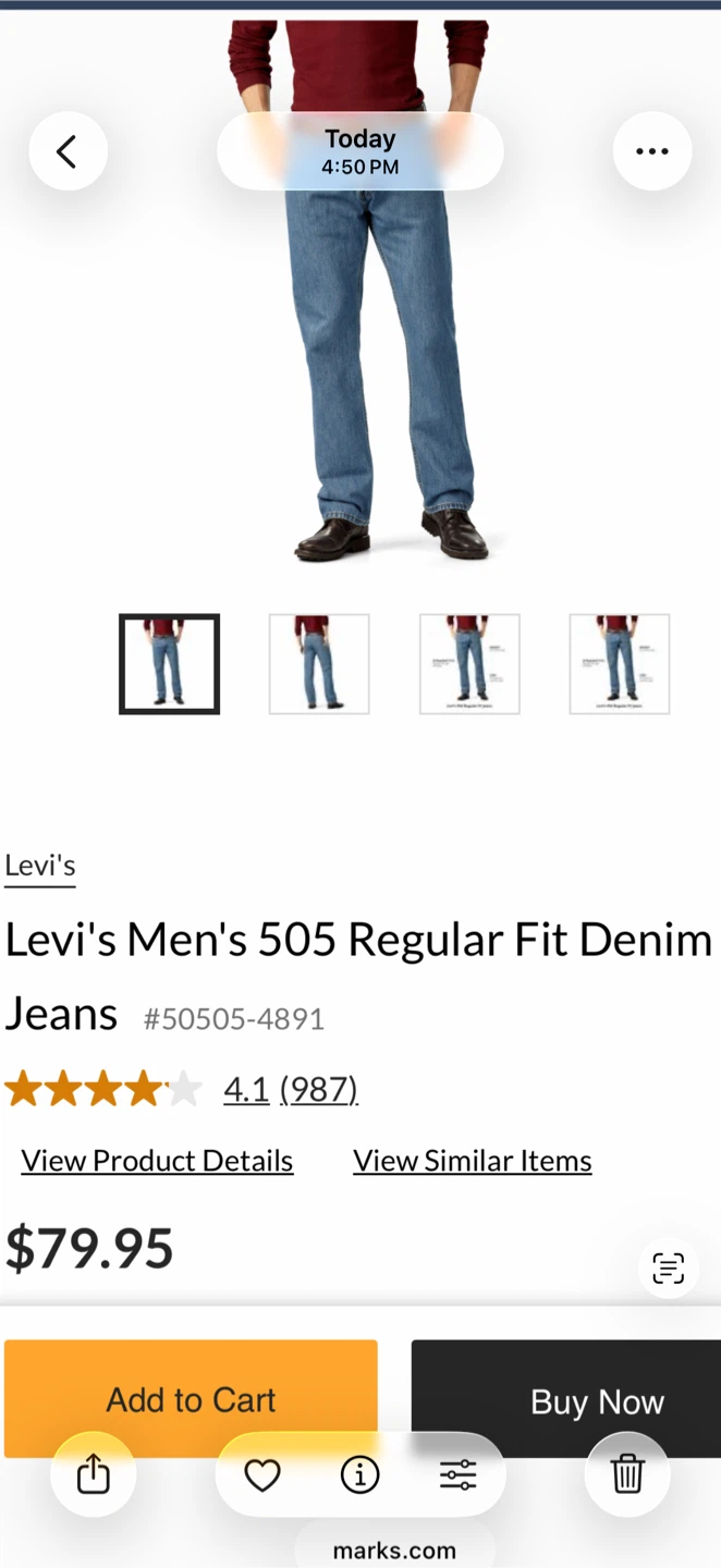 Levi's Men's 505 Regular Fit Jeans - W 32 L 32
